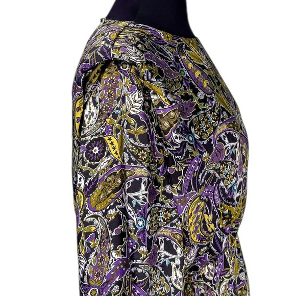 ZARA Womens Dress XL Satin Paisley Print Boho Long Sleeve Mini Elastic Waist NWT - Picture 11 of 11